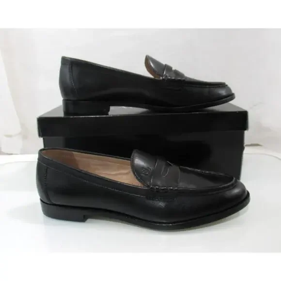 Women's LAUREN Ralph Lauren Wynnie Burnished Leather Penny Loafer Black - Picture 3 of 10